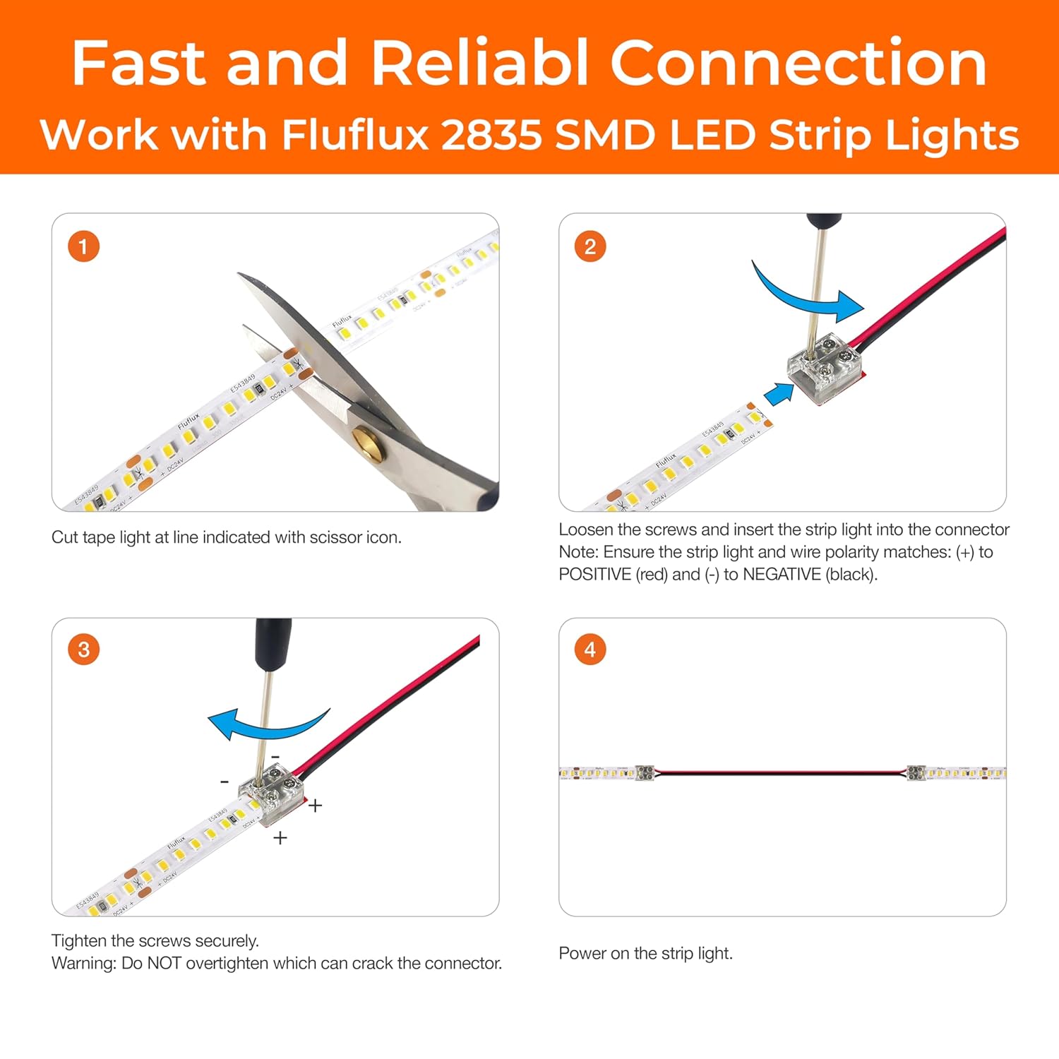 2-Pin Solderless Jumper Connectors for 10mm LED Strip Lights