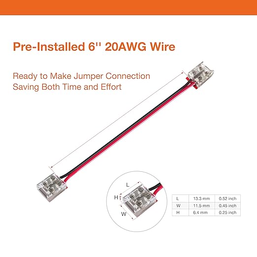 2-Pin Solderless Jumper Connectors for 10mm LED Strip Lights