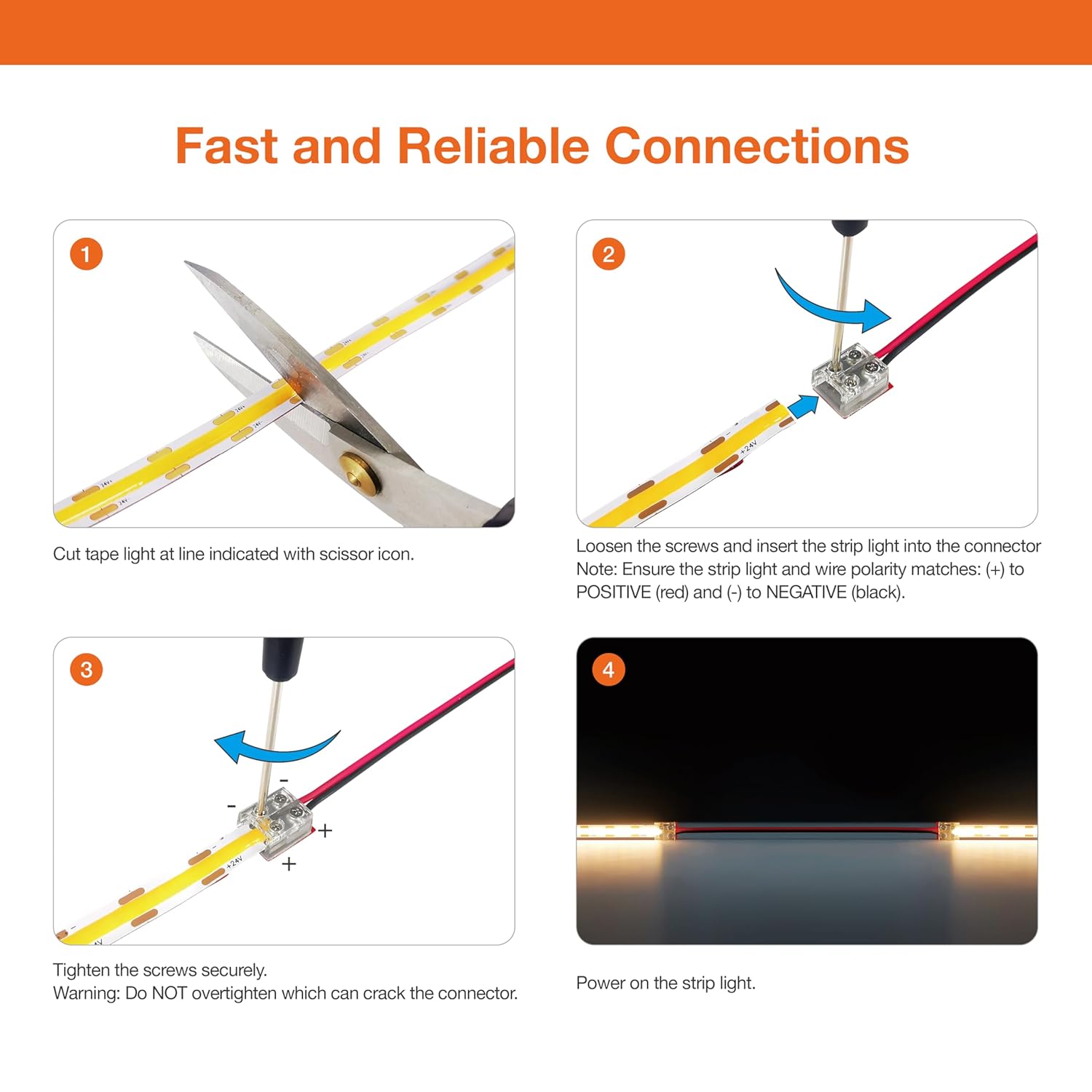 2-Pin Solderless Jumper Connectors for 10mm LED Strip Lights