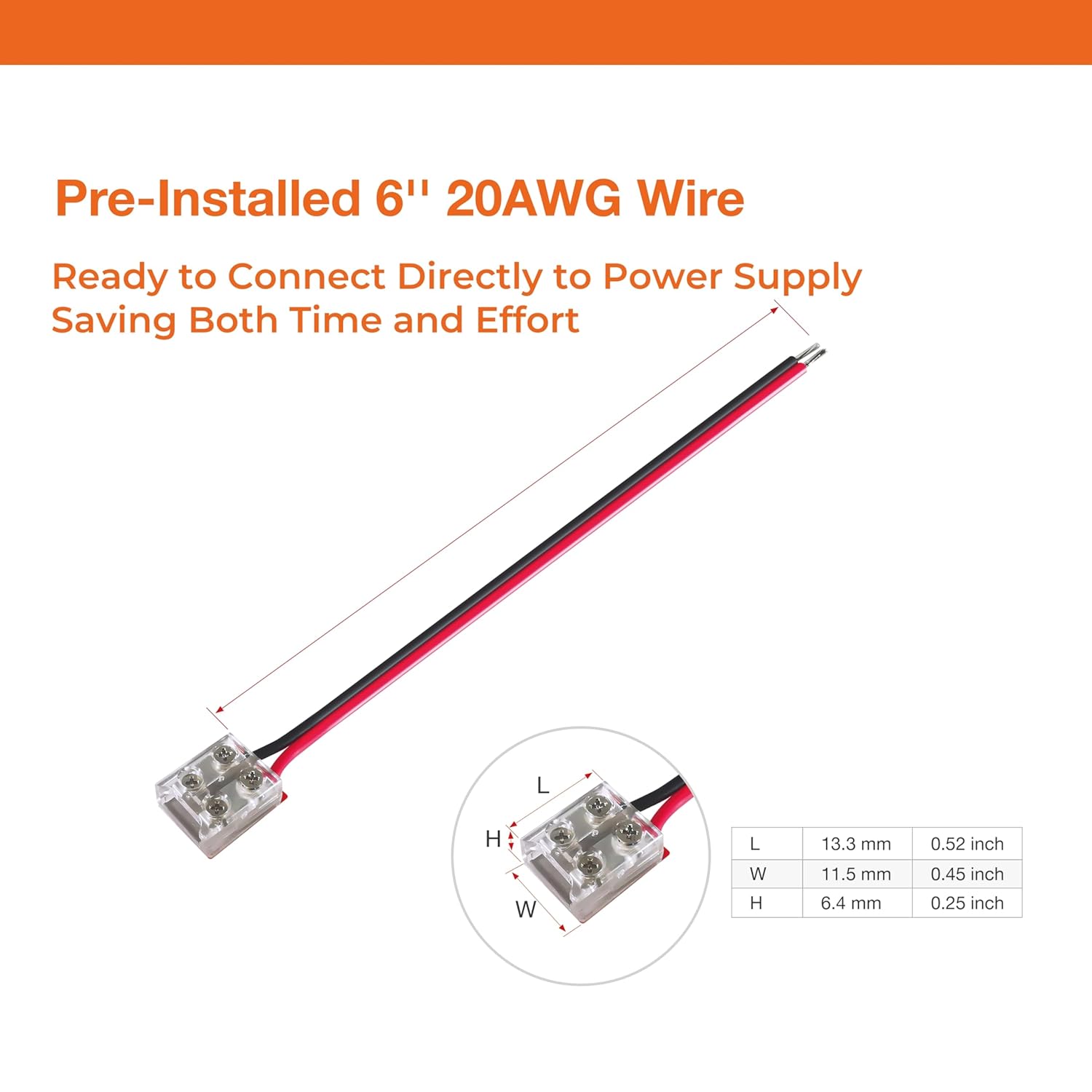 2-Pin Solderless Power Connectors for 8mm LED Strip Lights