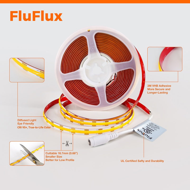 5W/ft 24V COB LED Strip Light, Single Color (UL-Listed) 32.8ft [IP-20]