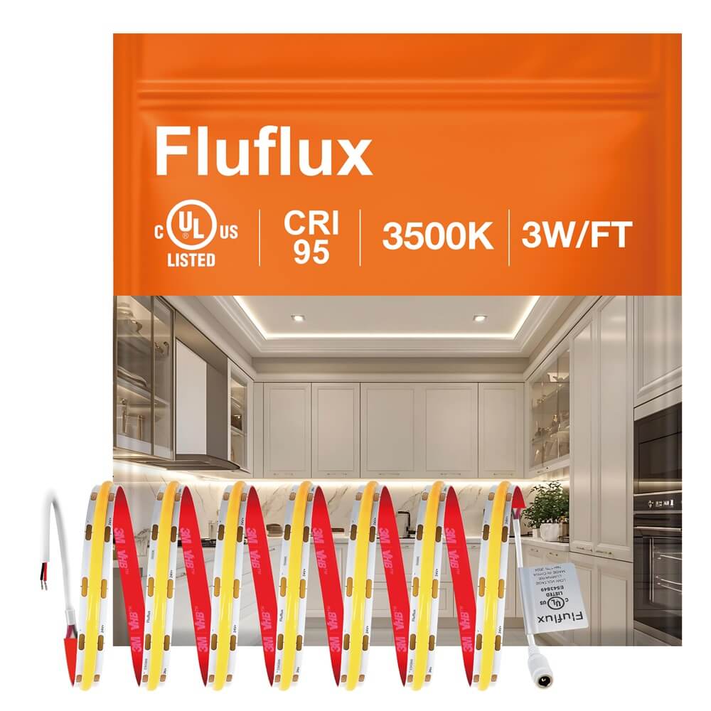 3W/ft Wave Series 24V COB LED Strip Light, Single Color (UL-Listed) 32.8ft [IP-20]